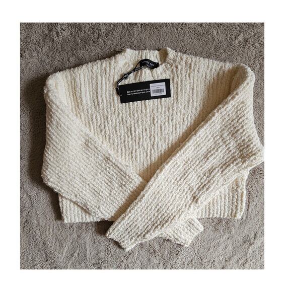 White Fox Leave Home Without Me Sweater, Cream, NWT, NEW Sz S/M - Picture 4 of 13